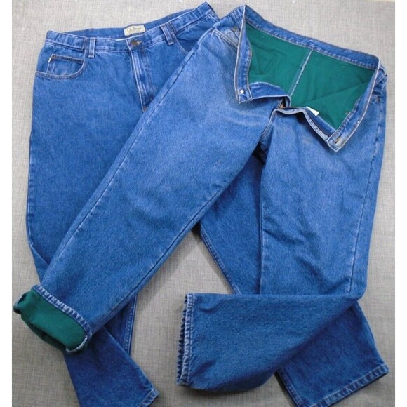 LL Bean Men's Lined Jeans 36" Waist Set of 2 Pants Blue Denim Made in USA - Picture 2 of 16